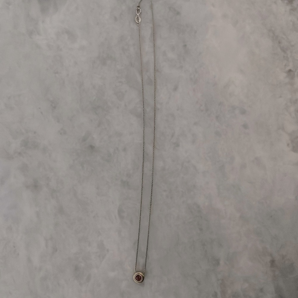 14kt White gold, yellow gold and pink tourmaline necklace